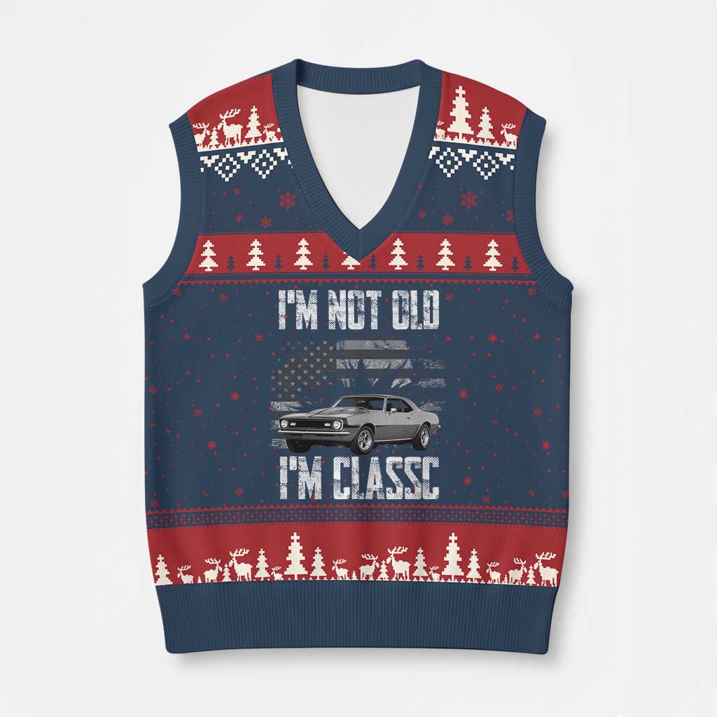 I'm Not Old I'm Classic V-Neck Knit Sweater Vest Retro American Muscle Car Classic USA
