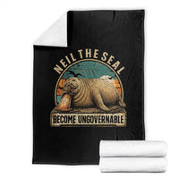 Neil The Seal Become Ungovernable Throw Blanket Funny Elephant Seal Meme