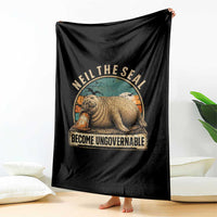 Neil The Seal Become Ungovernable Throw Blanket Funny Elephant Seal Meme