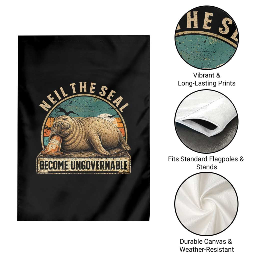 Neil The Seal Become Ungovernable Garden Flag Funny Elephant Seal Meme