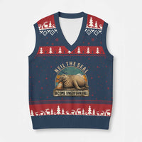 Neil The Seal Become Ungovernable V-Neck Knit Sweater Vest Funny Elephant Seal Meme