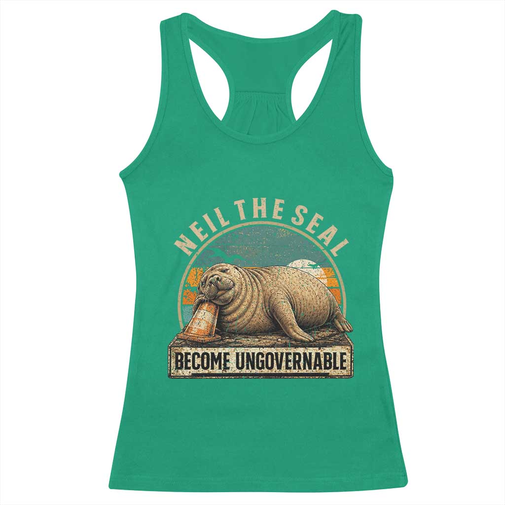 Neil The Seal Become Ungovernable Racerback Tank Top Funny Elephant Seal Meme