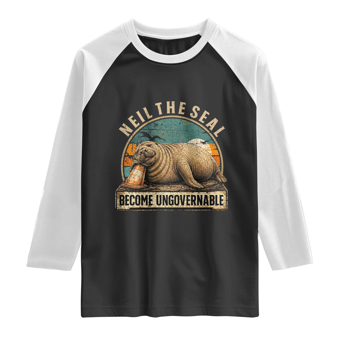 Neil The Seal Become Ungovernable Raglan Shirt Funny Elephant Seal Meme