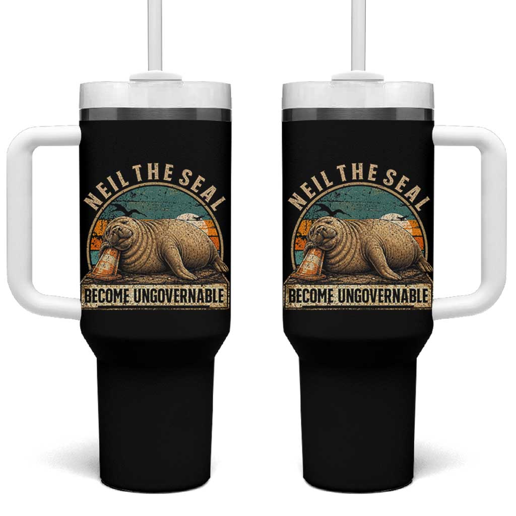 Neil The Seal Become Ungovernable Tumbler With Handle Funny Elephant Seal Meme