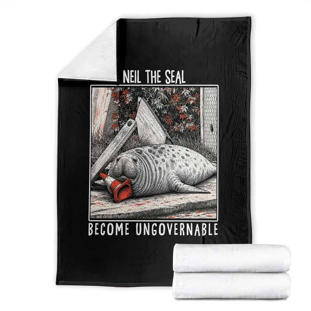 Neil The Seal Become Ungovernable Throw Blanket Vintage Elephant Seal Animal Meme