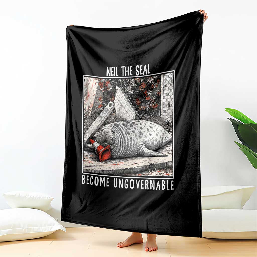 Neil The Seal Become Ungovernable Throw Blanket Vintage Elephant Seal Animal Meme