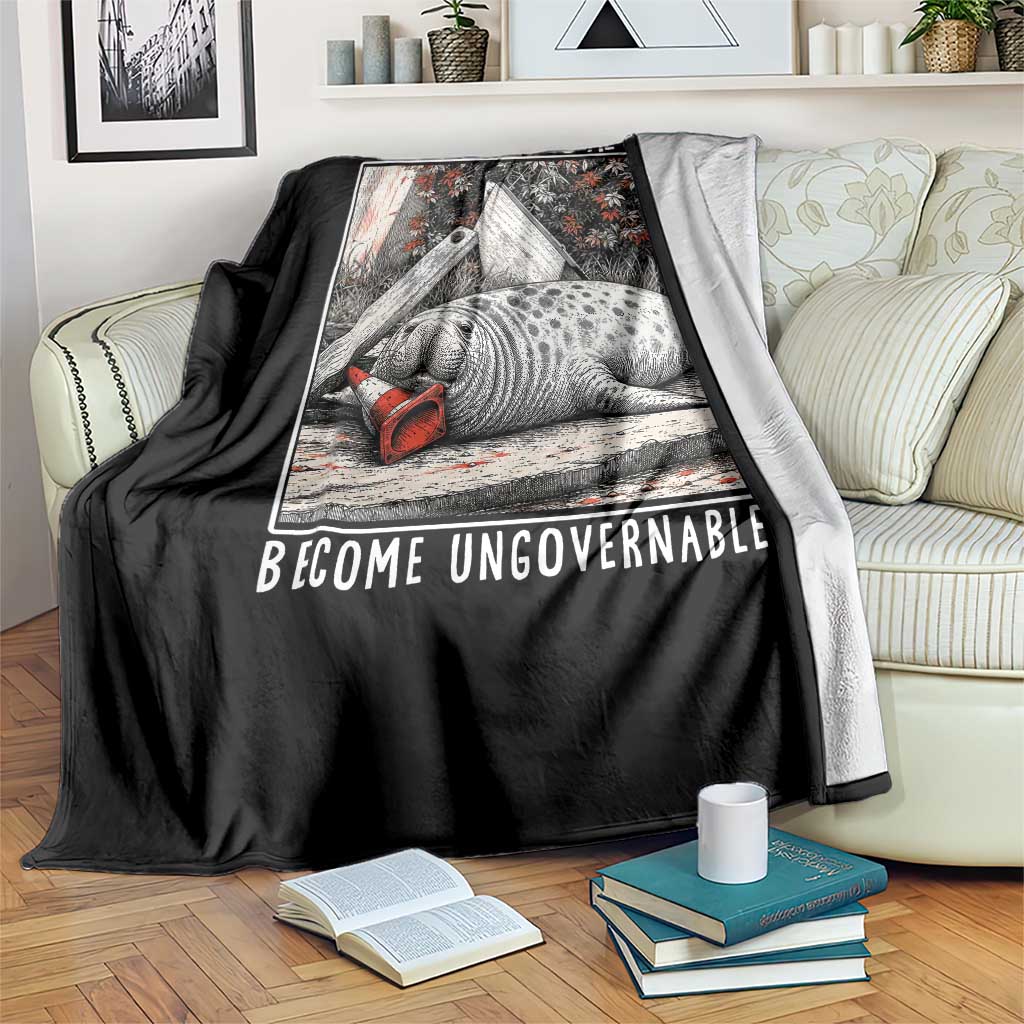 Neil The Seal Become Ungovernable Throw Blanket Vintage Elephant Seal Animal Meme