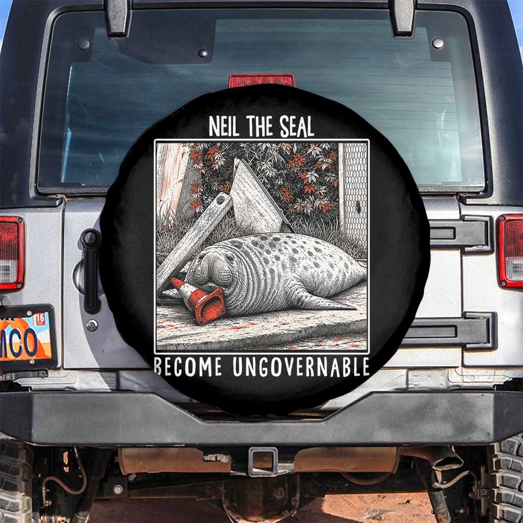 Neil The Seal Become Ungovernable Spare Tire Cover Vintage Elephant Seal Animal Meme