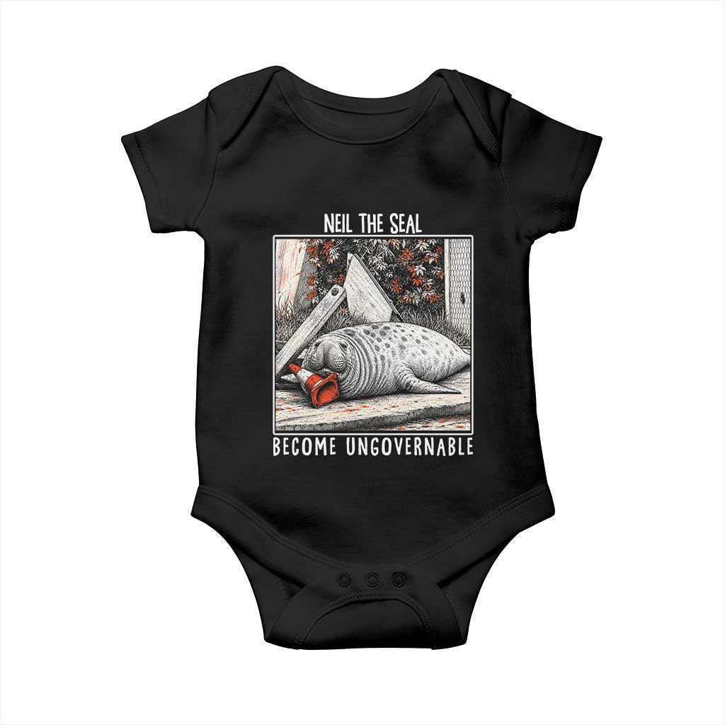 Neil The Seal Become Ungovernable Baby Onesie Vintage Elephant Seal Animal Meme
