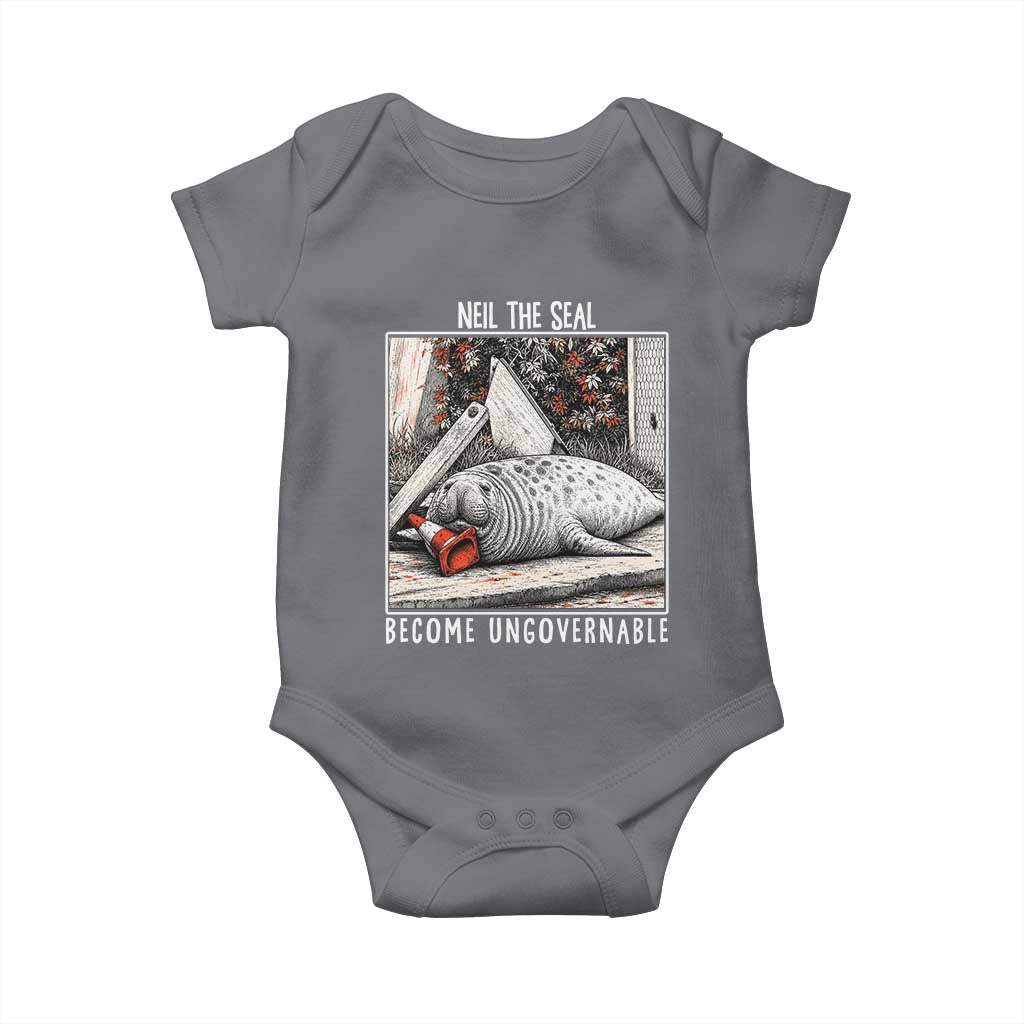 Neil The Seal Become Ungovernable Baby Onesie Vintage Elephant Seal Animal Meme