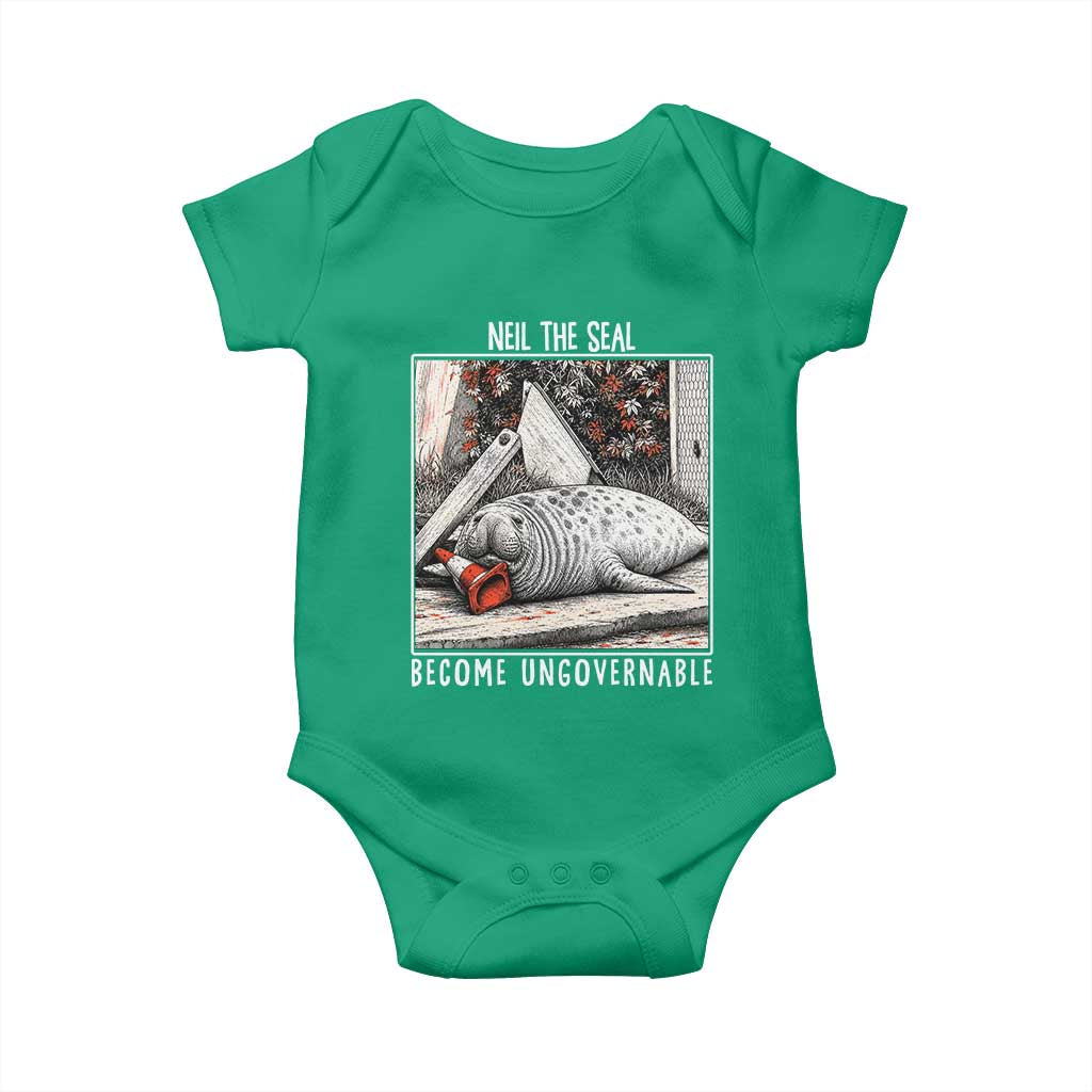Neil The Seal Become Ungovernable Baby Onesie Vintage Elephant Seal Animal Meme