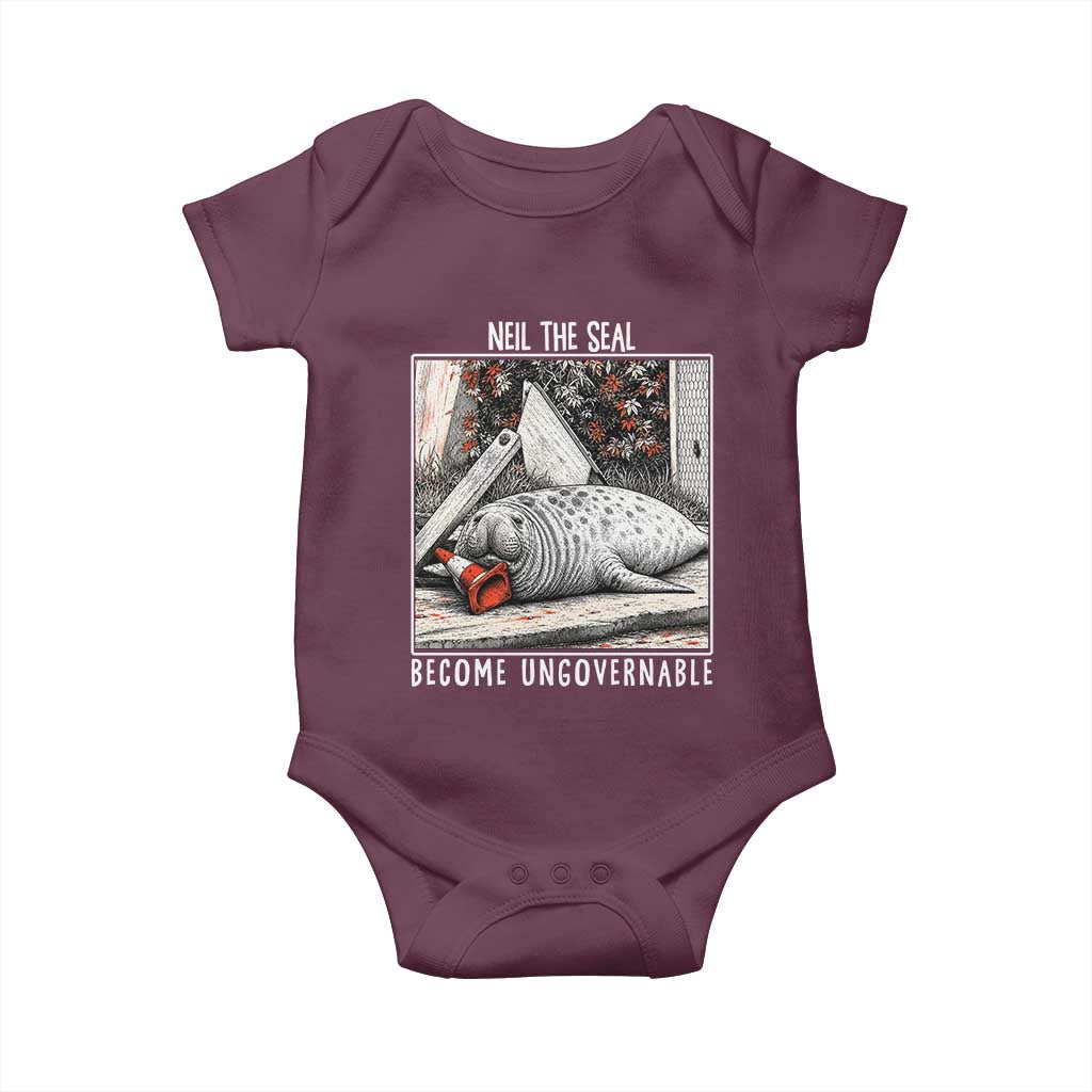 Neil The Seal Become Ungovernable Baby Onesie Vintage Elephant Seal Animal Meme