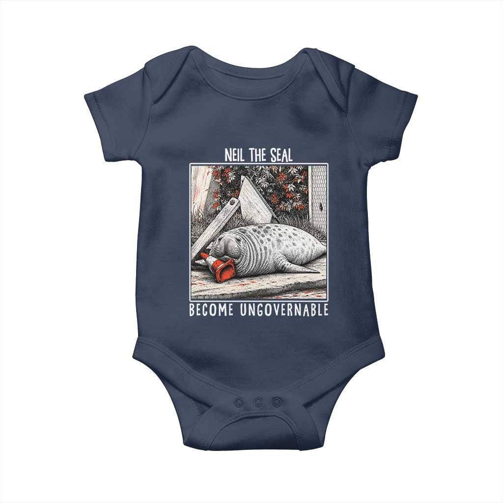 Neil The Seal Become Ungovernable Baby Onesie Vintage Elephant Seal Animal Meme