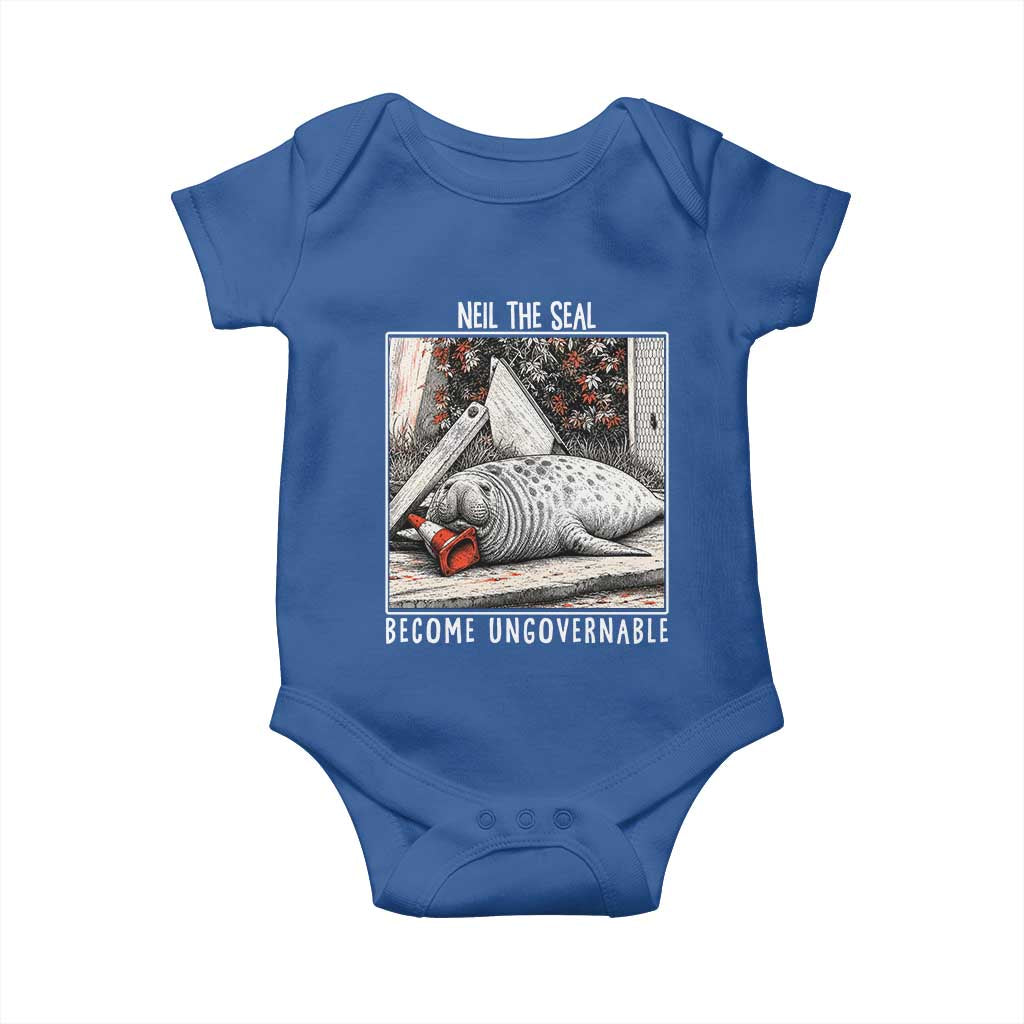 Neil The Seal Become Ungovernable Baby Onesie Vintage Elephant Seal Animal Meme