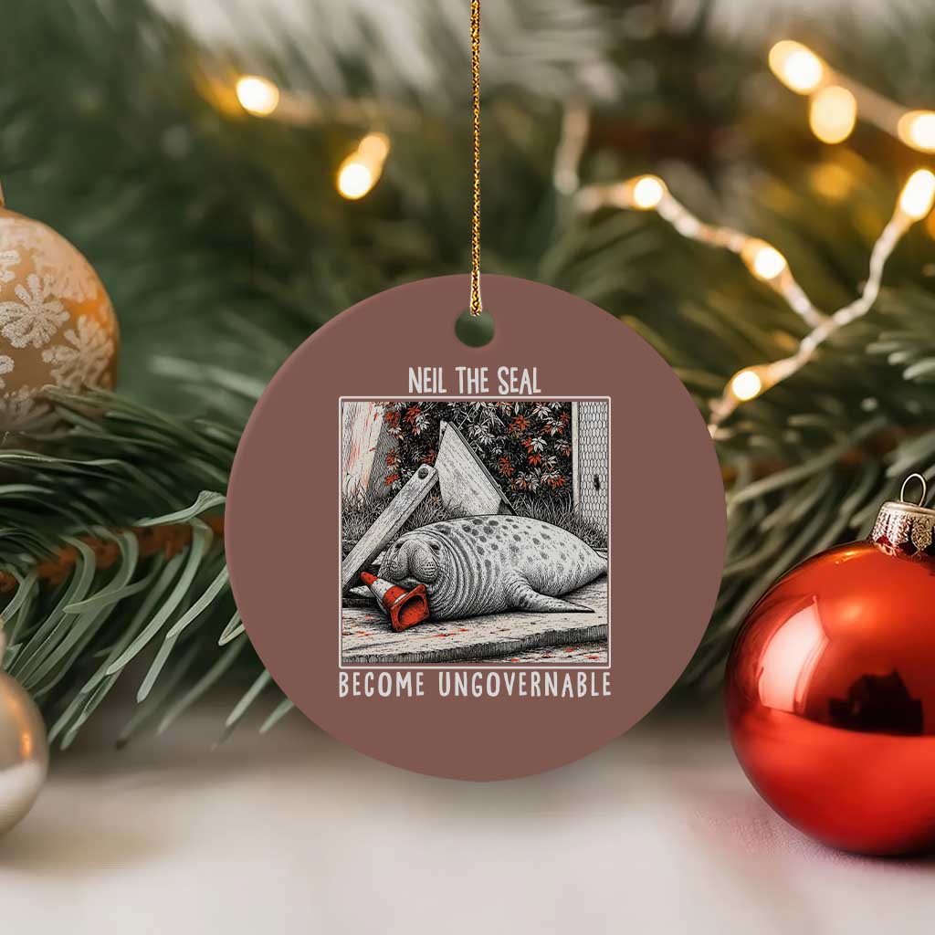 Neil The Seal Become Ungovernable Ceramic Ornament Vintage Elephant Seal Animal Meme