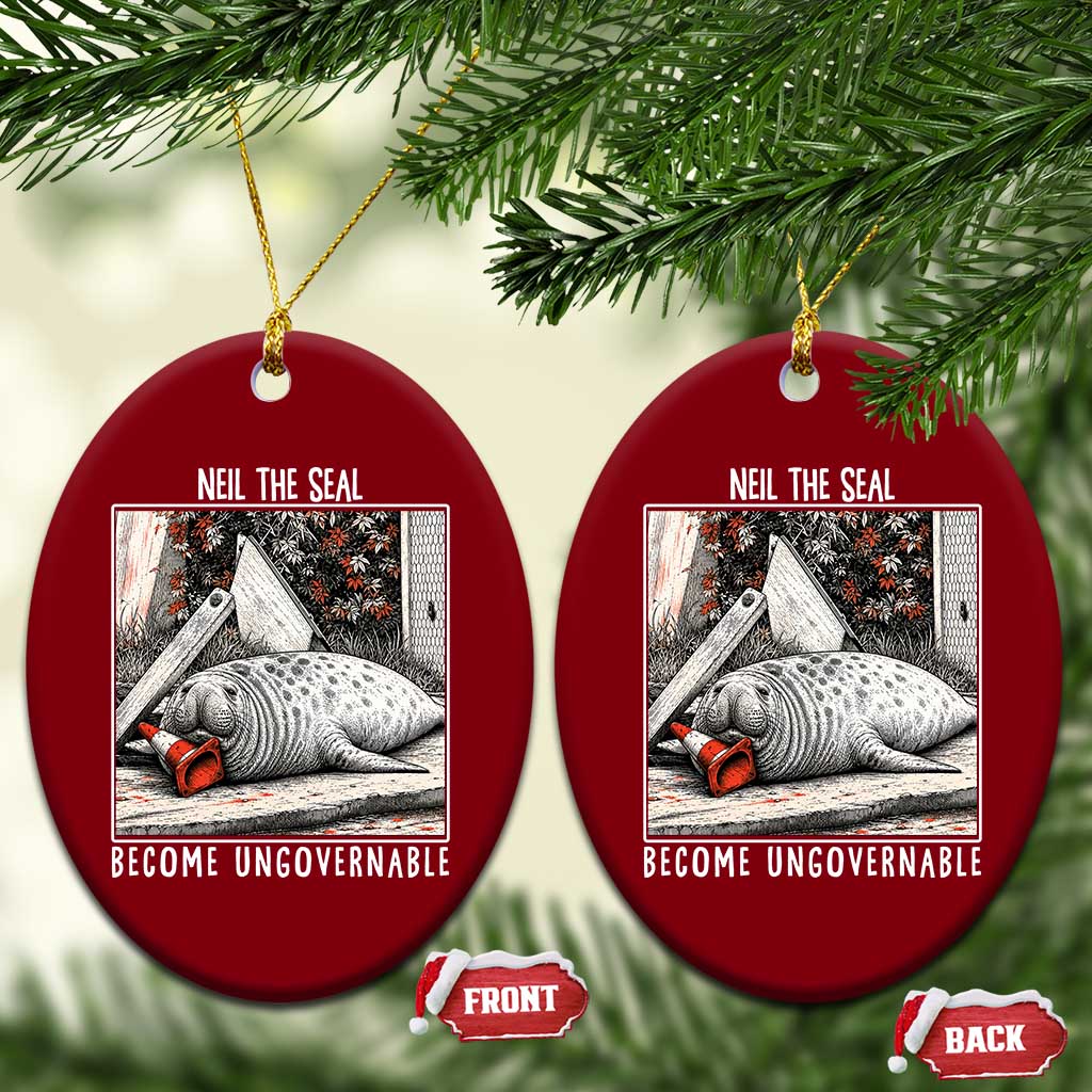Neil The Seal Become Ungovernable Ceramic Ornament Vintage Elephant Seal Animal Meme