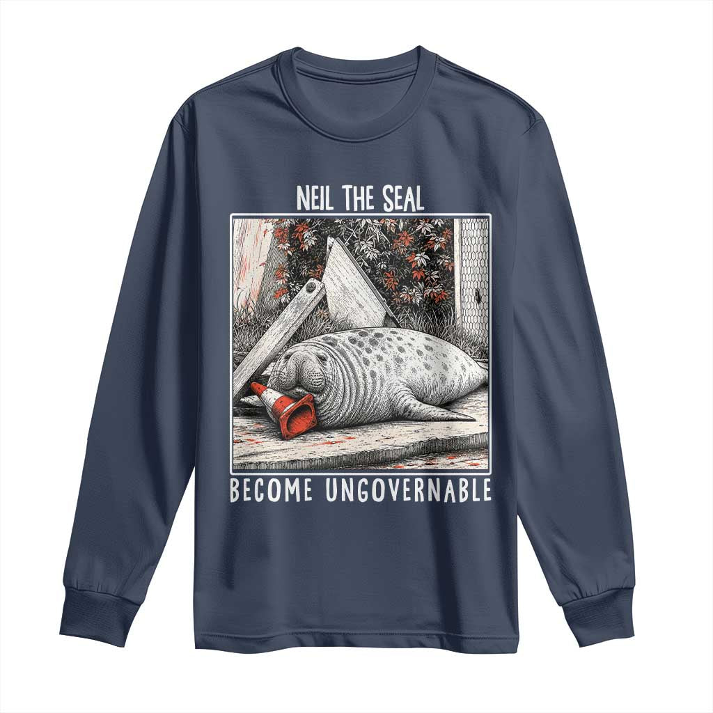 Neil The Seal Become Ungovernable Long Sleeve Shirt Vintage Elephant Seal Animal Meme