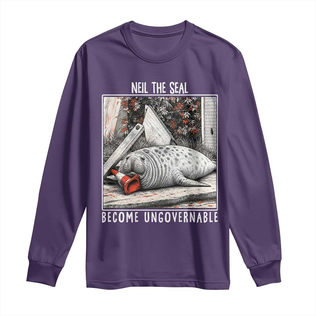 Neil The Seal Become Ungovernable Long Sleeve Shirt Vintage Elephant Seal Animal Meme