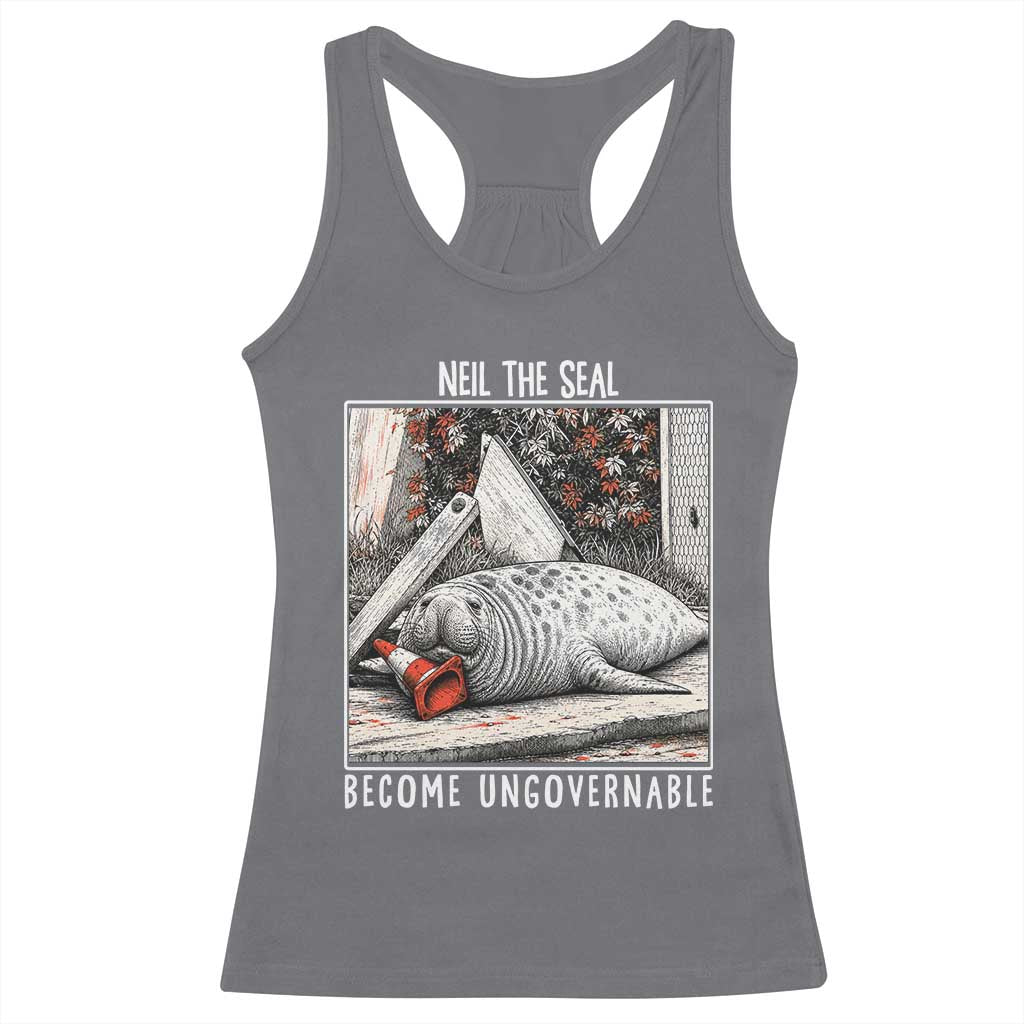 Neil The Seal Become Ungovernable Racerback Tank Top Vintage Elephant Seal Animal Meme