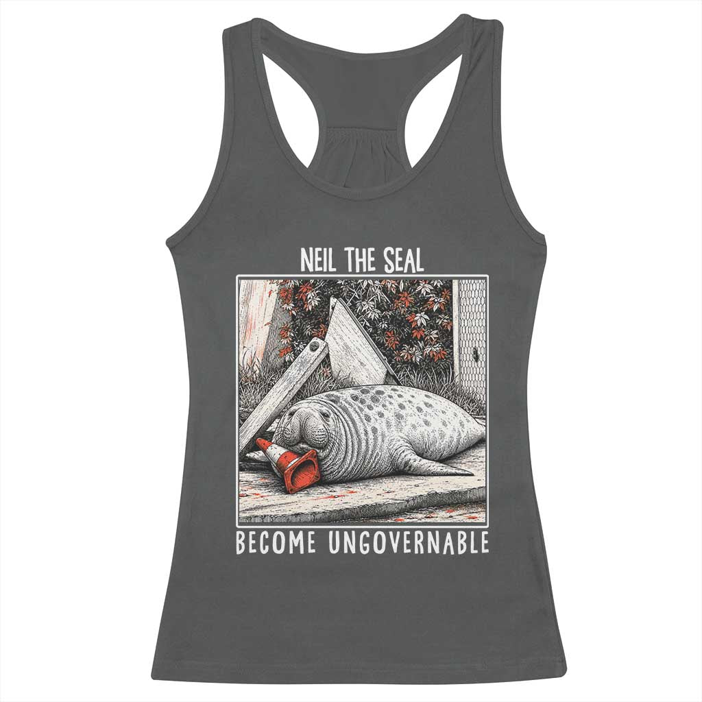 Neil The Seal Become Ungovernable Racerback Tank Top Vintage Elephant Seal Animal Meme