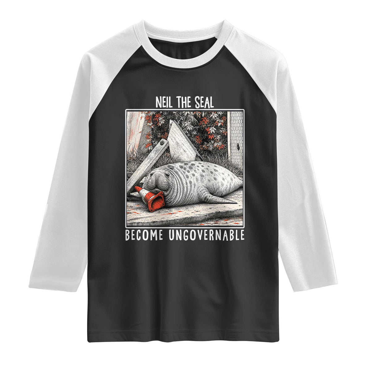 Neil The Seal Become Ungovernable Raglan Shirt Vintage Elephant Seal Animal Meme