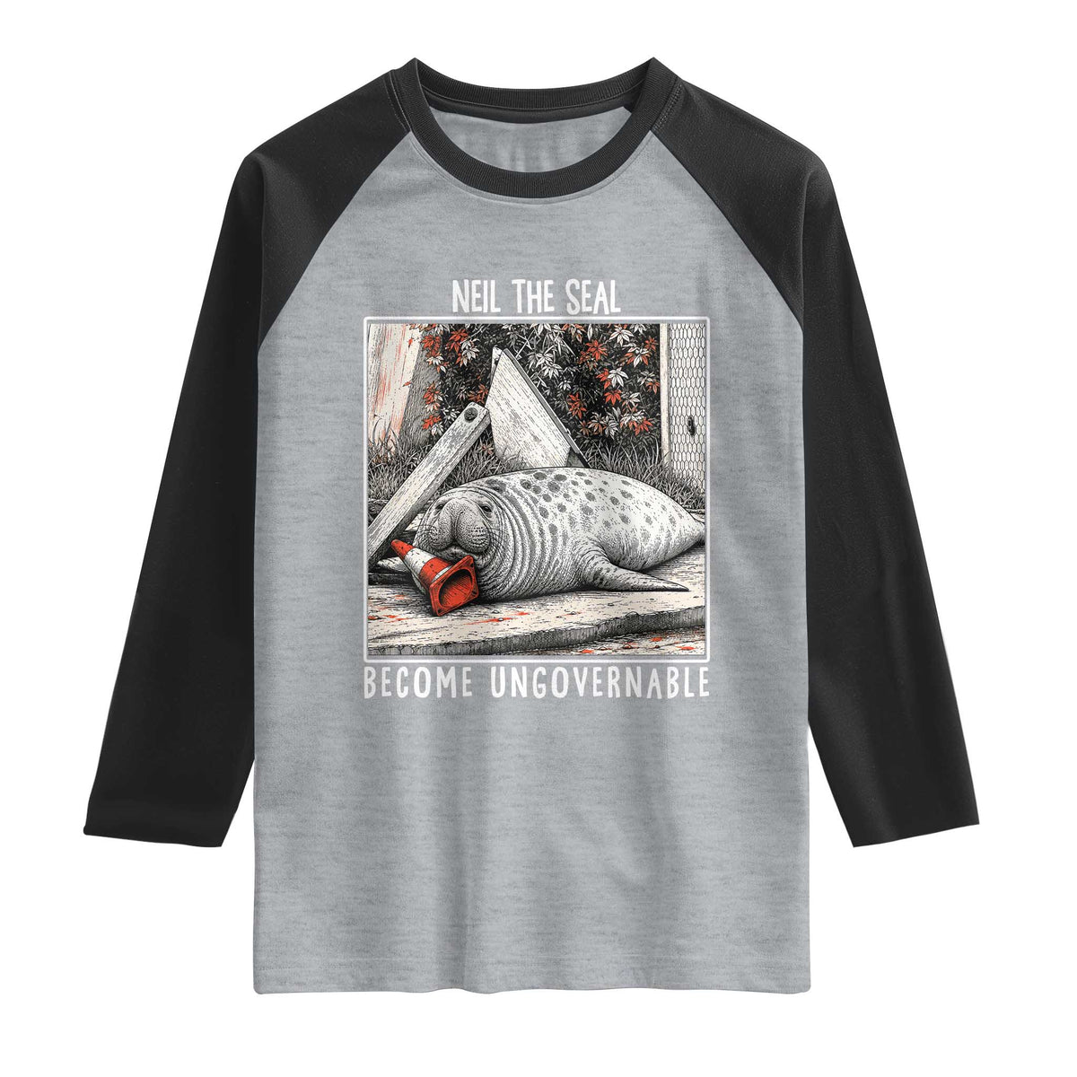 Neil The Seal Become Ungovernable Raglan Shirt Vintage Elephant Seal Animal Meme