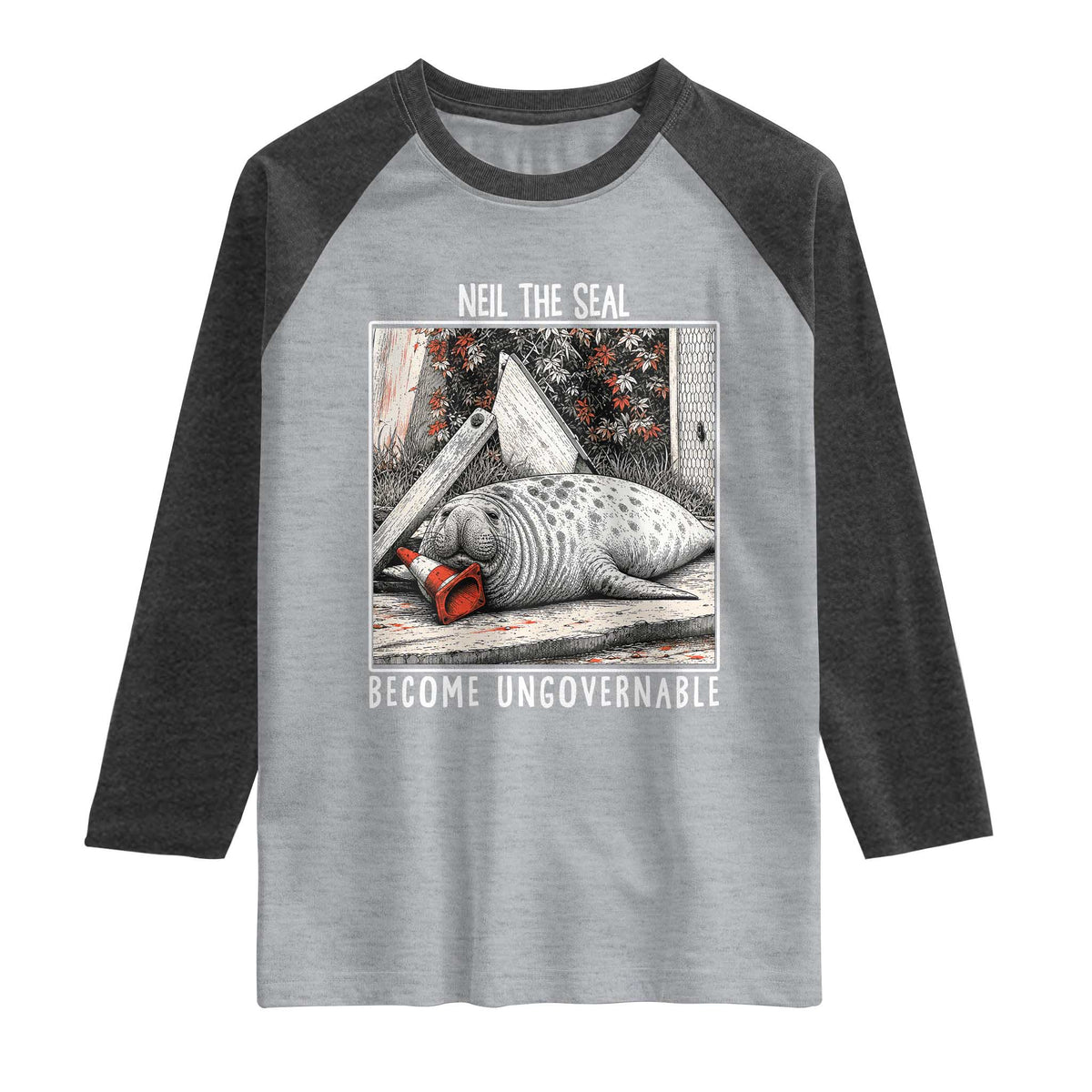 Neil The Seal Become Ungovernable Raglan Shirt Vintage Elephant Seal Animal Meme