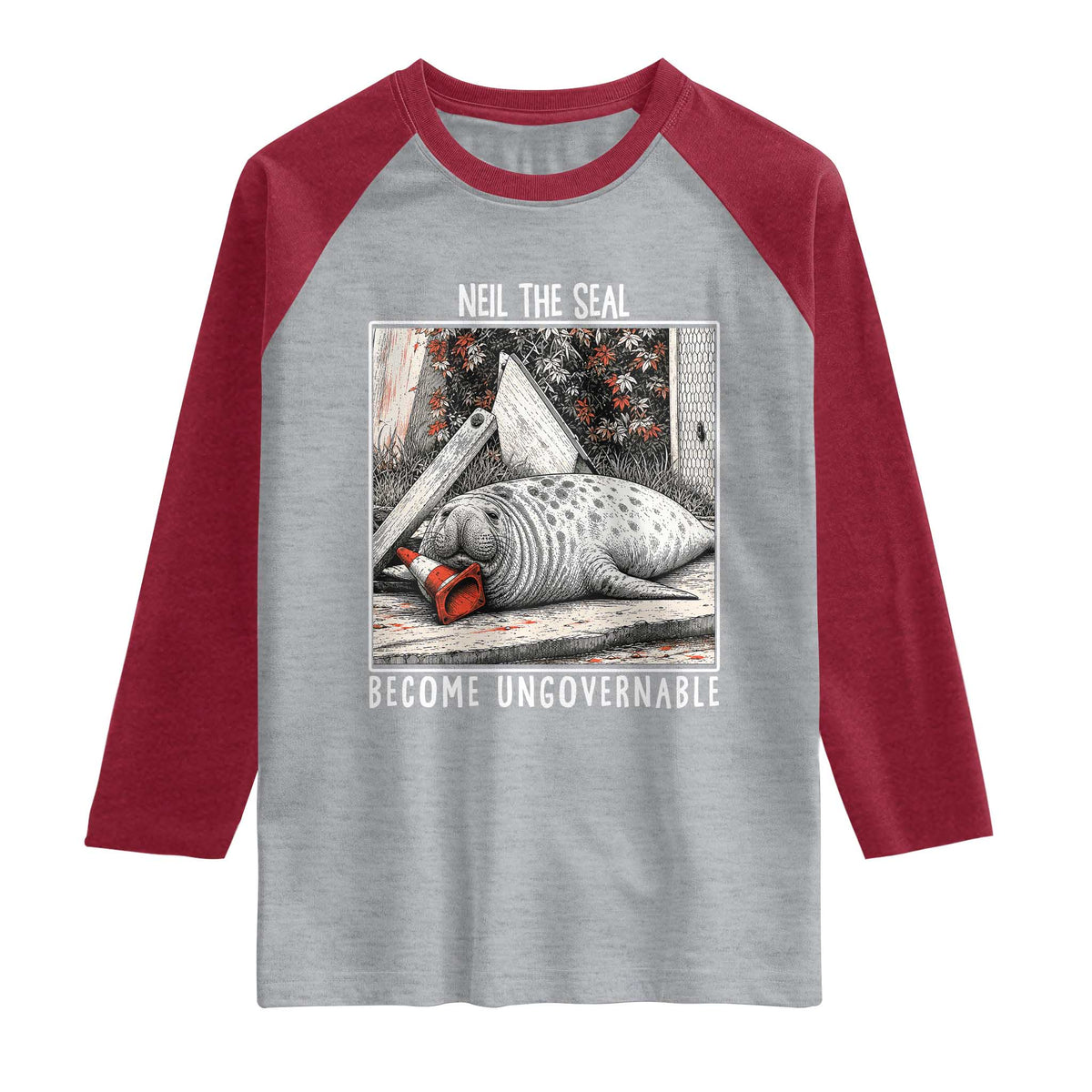 Neil The Seal Become Ungovernable Raglan Shirt Vintage Elephant Seal Animal Meme