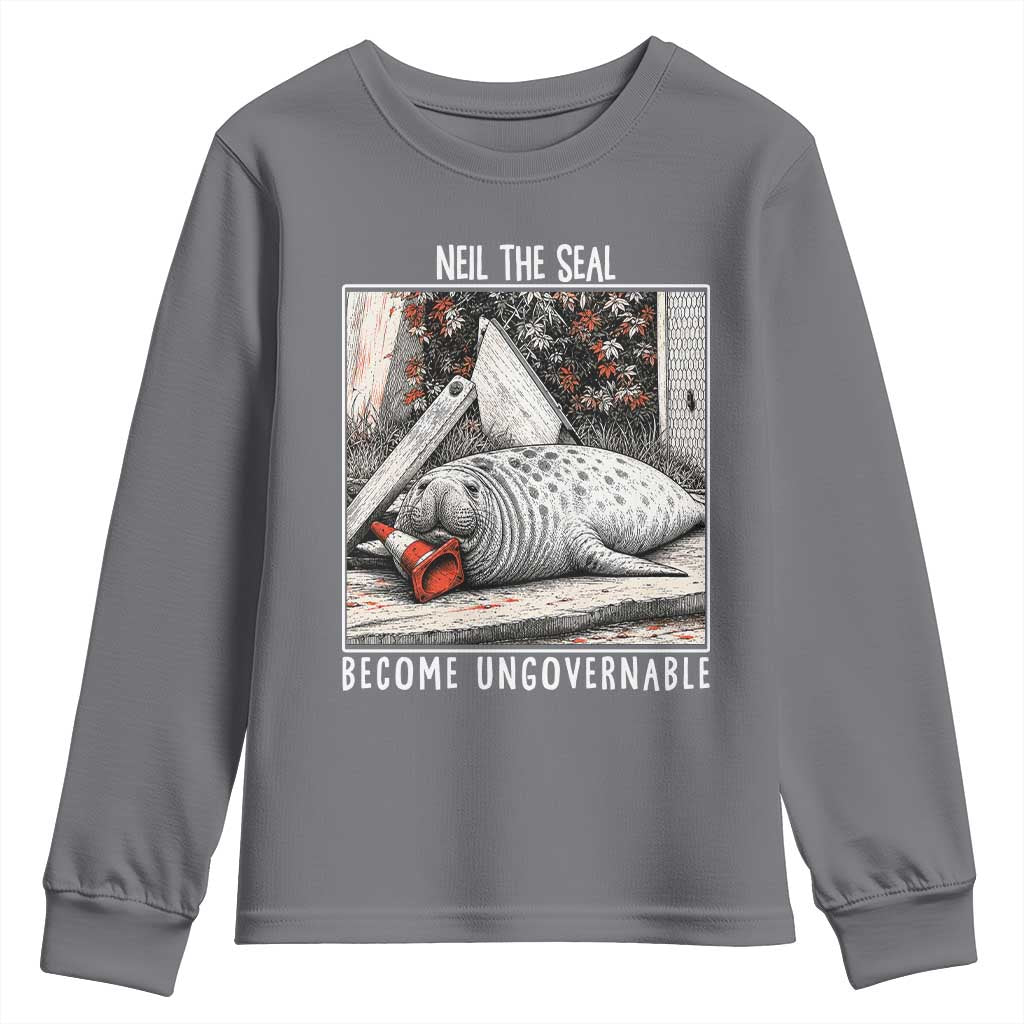 Neil The Seal Become Ungovernable Youth Sweatshirt Vintage Elephant Seal Animal Meme