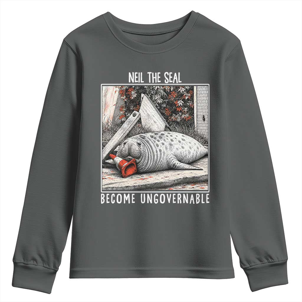 Neil The Seal Become Ungovernable Youth Sweatshirt Vintage Elephant Seal Animal Meme