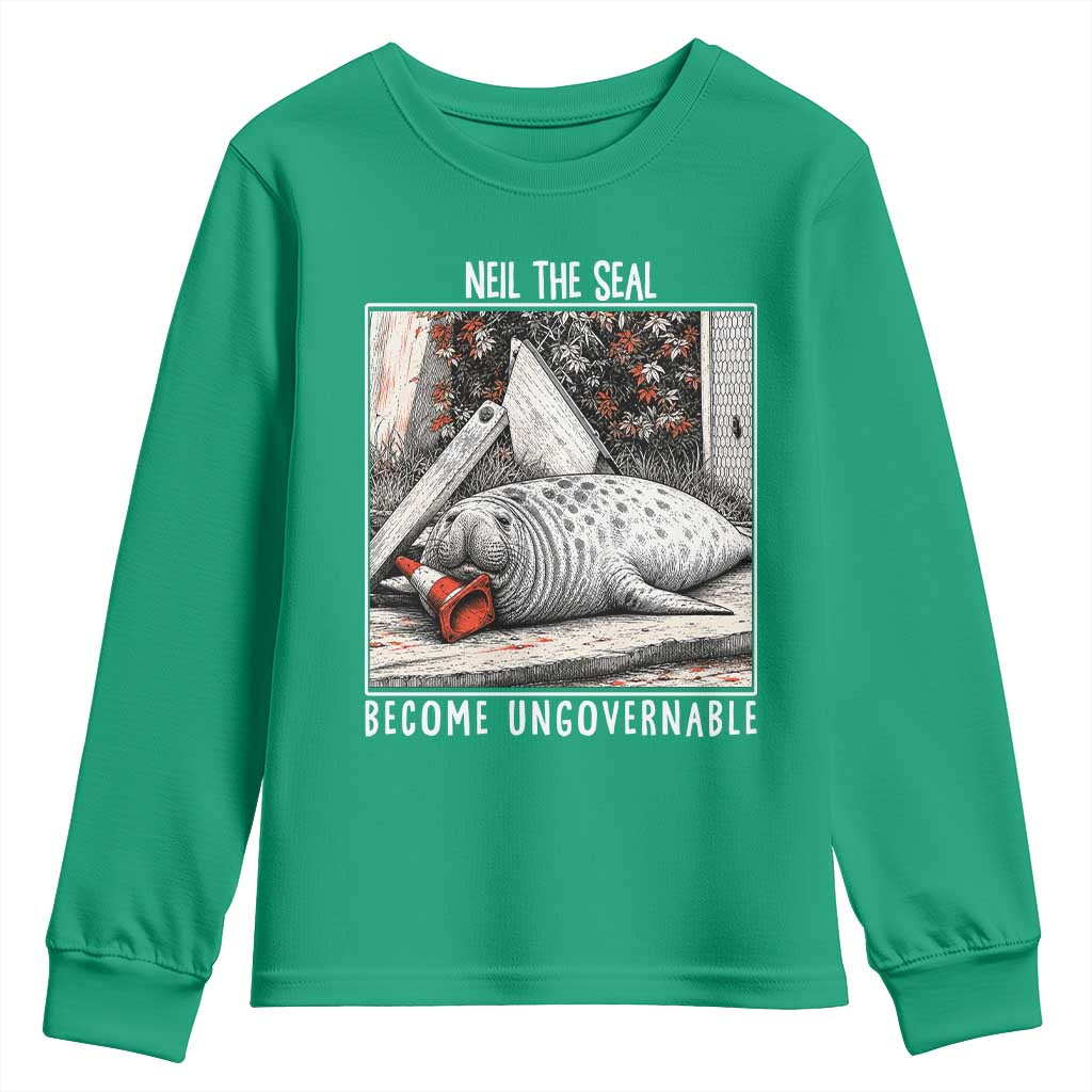 Neil The Seal Become Ungovernable Youth Sweatshirt Vintage Elephant Seal Animal Meme