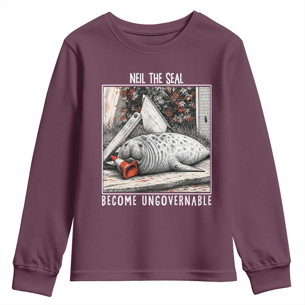 Neil The Seal Become Ungovernable Youth Sweatshirt Vintage Elephant Seal Animal Meme