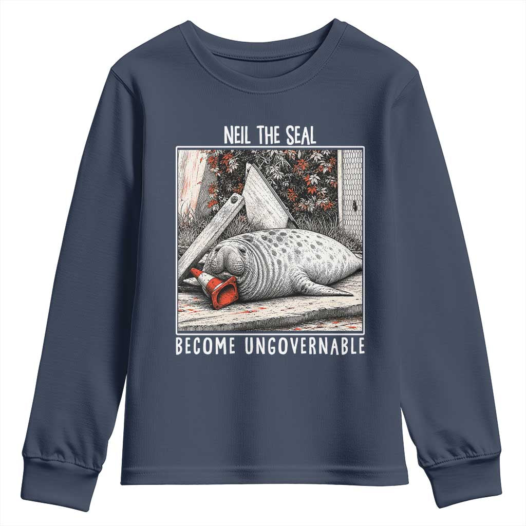 Neil The Seal Become Ungovernable Youth Sweatshirt Vintage Elephant Seal Animal Meme