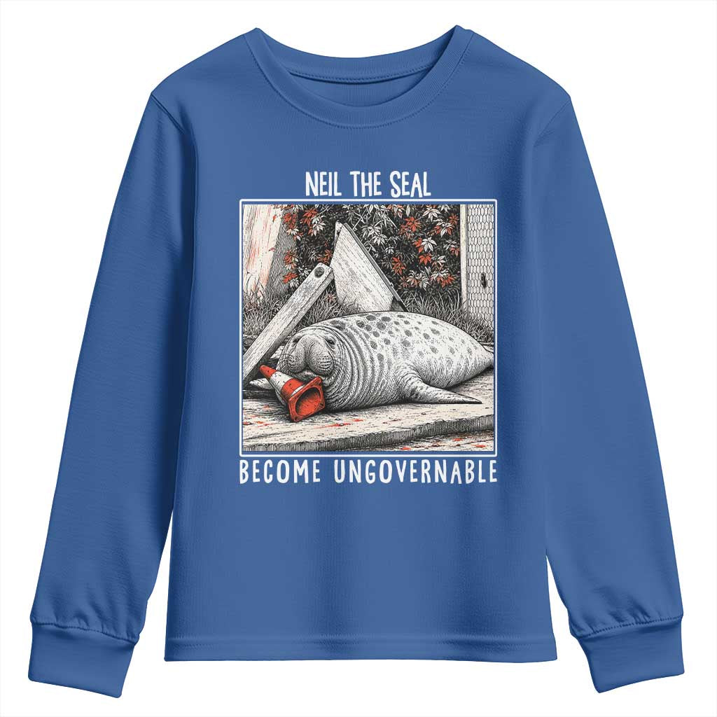 Neil The Seal Become Ungovernable Youth Sweatshirt Vintage Elephant Seal Animal Meme