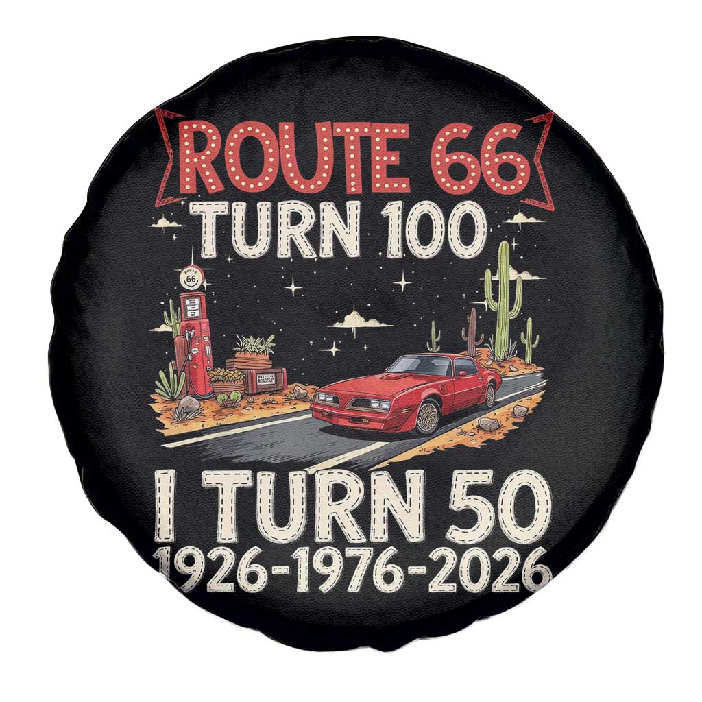 Highway 66 Turn 100 I Turn 50 Spare Tire Cover Vintage 1976 Road Sign Classic Muscle Car Lover 50 Year Old Gift