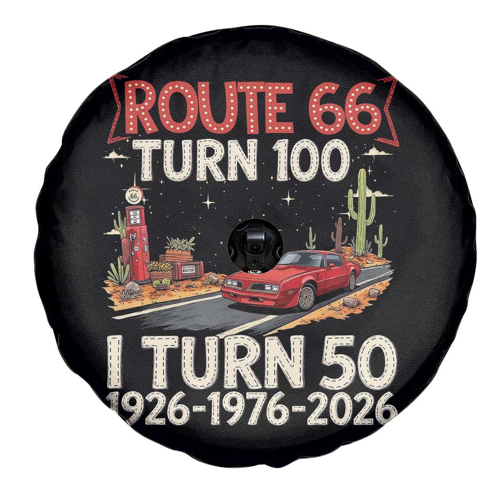 Highway 66 Turn 100 I Turn 50 Spare Tire Cover Vintage 1976 Road Sign Classic Muscle Car Lover 50 Year Old Gift