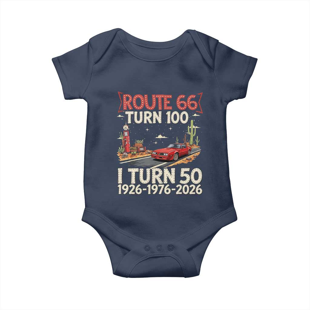 Highway 66 Turn 100 I Turn 50 Baby Onesie Vintage 1976 Road Sign Classic Muscle Car Lover 50 Year Old Gift