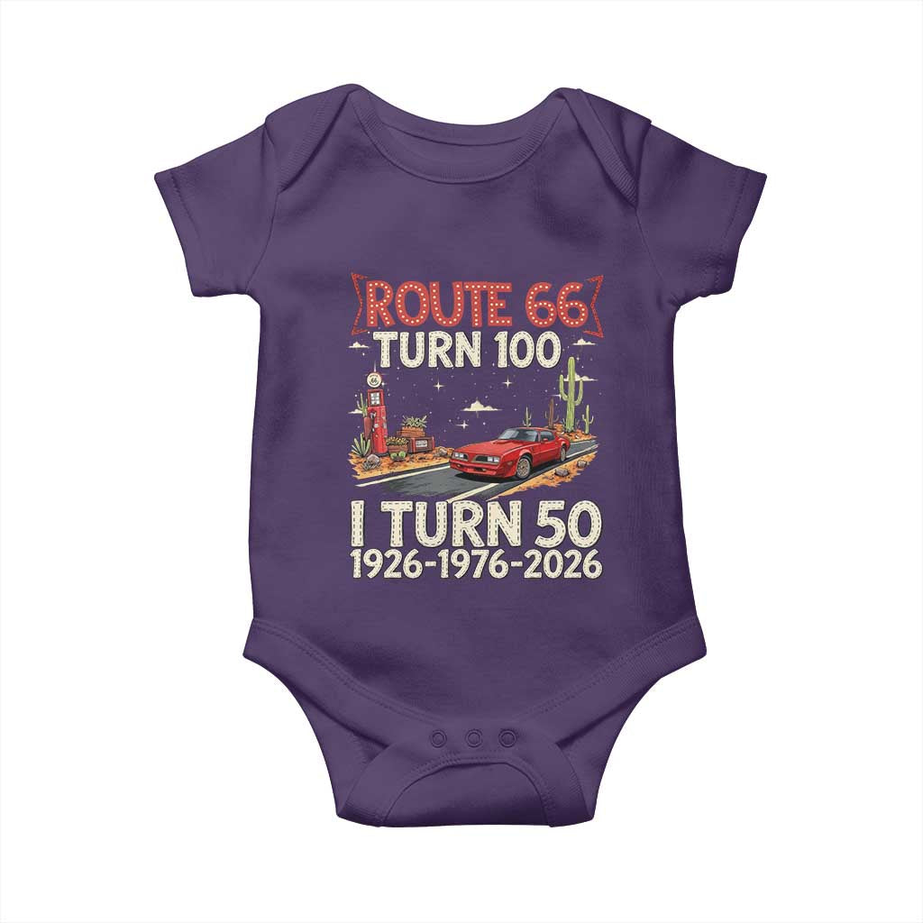 Highway 66 Turn 100 I Turn 50 Baby Onesie Vintage 1976 Road Sign Classic Muscle Car Lover 50 Year Old Gift