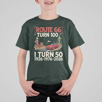 Highway 66 Turn 100 I Turn 50 T Shirt For Kid Vintage 1976 Road Sign Classic Muscle Car Lover 50 Year Old Gift