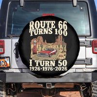 Highway 66 Turn 100 I Turn 50 Spare Tire Cover Vintage 1976 Road Sign American Muscle Car Lover 50 Year Old Gift