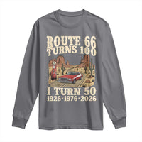 Highway 66 Turn 100 I Turn 50 Long Sleeve Shirt Vintage 1976 Road Sign American Muscle Car Lover 50 Year Old Gift