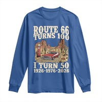 Highway 66 Turn 100 I Turn 50 Long Sleeve Shirt Vintage 1976 Road Sign American Muscle Car Lover 50 Year Old Gift