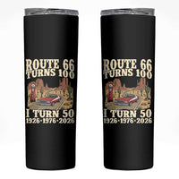 Highway 66 Turn 100 I Turn 50 Skinny Tumbler Vintage 1976 Road Sign American Muscle Car Lover 50 Year Old Gift