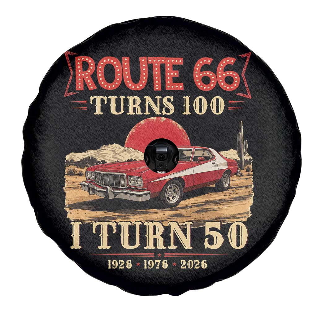 Highway 66 Turn 100 I Turn 50 Spare Tire Cover Vintage 1976 Road Sign Classic Muscle Car Lover 50th Birthday Gift