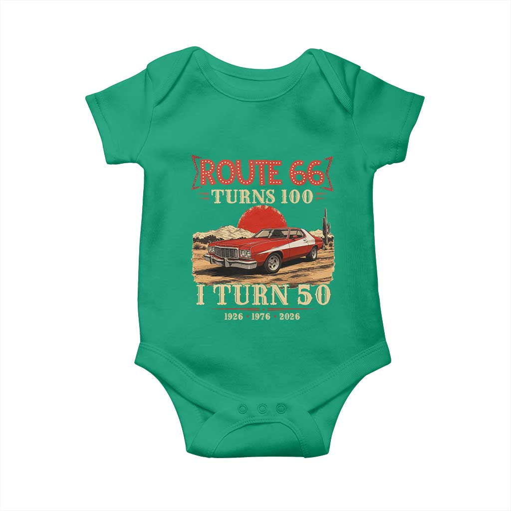Highway 66 Turn 100 I Turn 50 Baby Onesie Vintage 1976 Road Sign Classic Muscle Car Lover 50th Birthday Gift