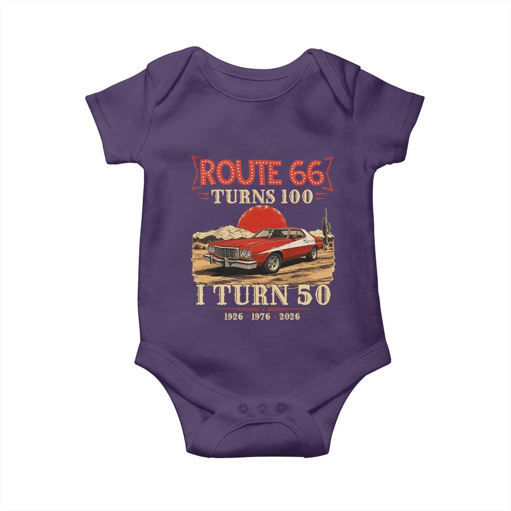 Highway 66 Turn 100 I Turn 50 Baby Onesie Vintage 1976 Road Sign Classic Muscle Car Lover 50th Birthday Gift