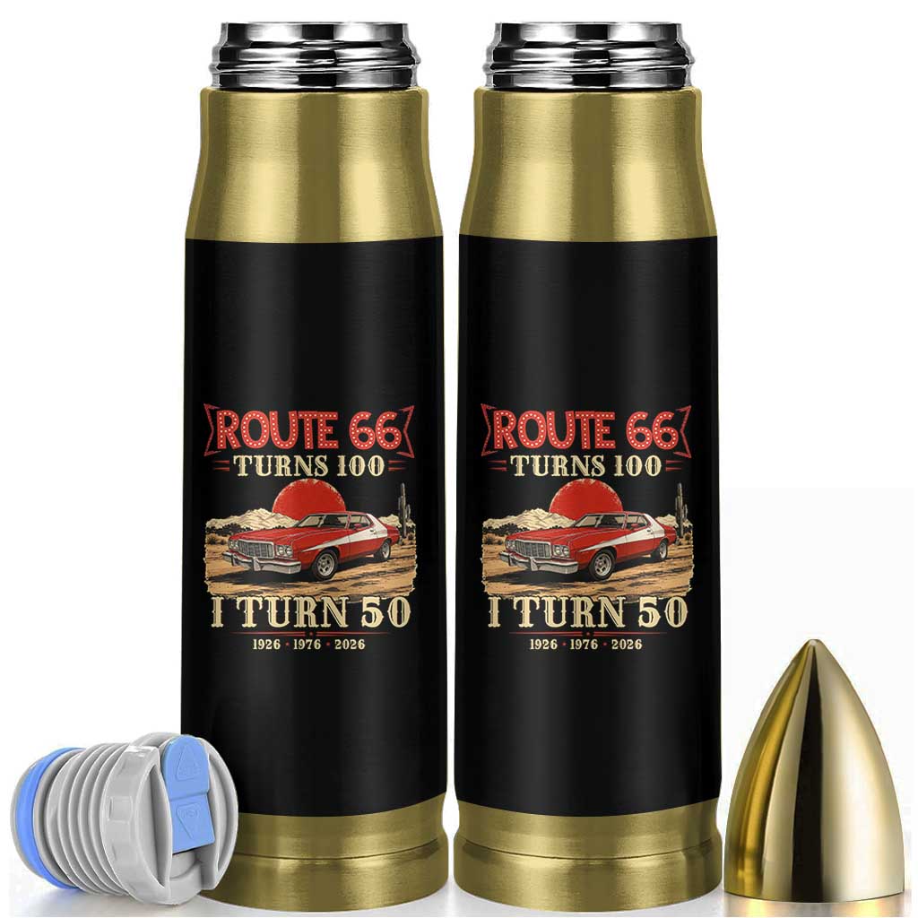 Highway 66 Turn 100 I Turn 50 Bullet Tumbler Vintage 1976 Road Sign Classic Muscle Car Lover 50th Birthday Gift