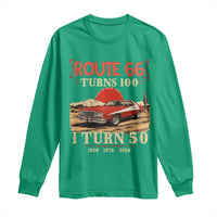 Highway 66 Turn 100 I Turn 50 Long Sleeve Shirt Vintage 1976 Road Sign Classic Muscle Car Lover 50th Birthday Gift