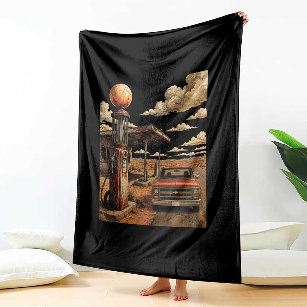 Highway 66 Classic Gas Pump Desert Classic Pickup Truck Car Lover Throw Blanket