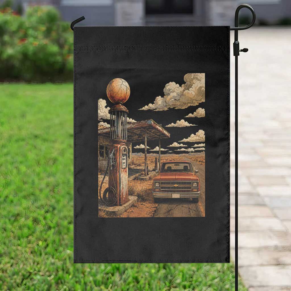 Highway 66 Classic Gas Pump Desert Classic Pickup Truck Car Lover Garden Flag